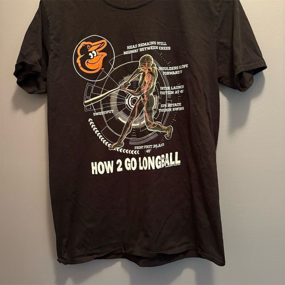 Baltimore Orioles Men's Black Graphic Print T-Shirt Size M Short Sleeve